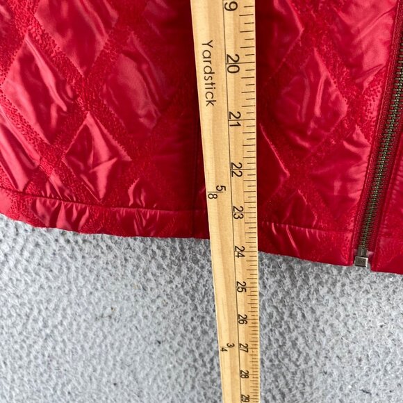 Chicos Jacket Womens 0 US Small Red Textured Diamond Vest Sleeveless Zip Pockets - Picture 9 of 10